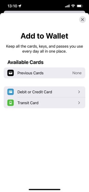 Add a new card in Apple Pay iOS 17
