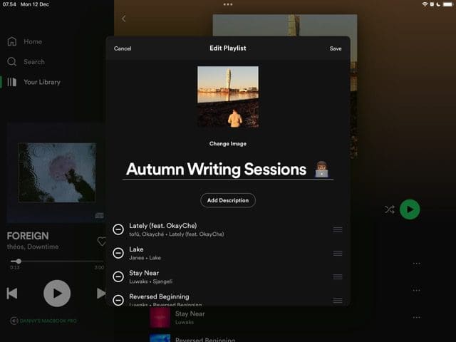 Screenshot showing how to save a playlist photo on Spotify