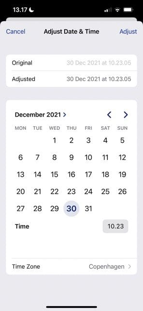 screenshot showing a calendar in ios