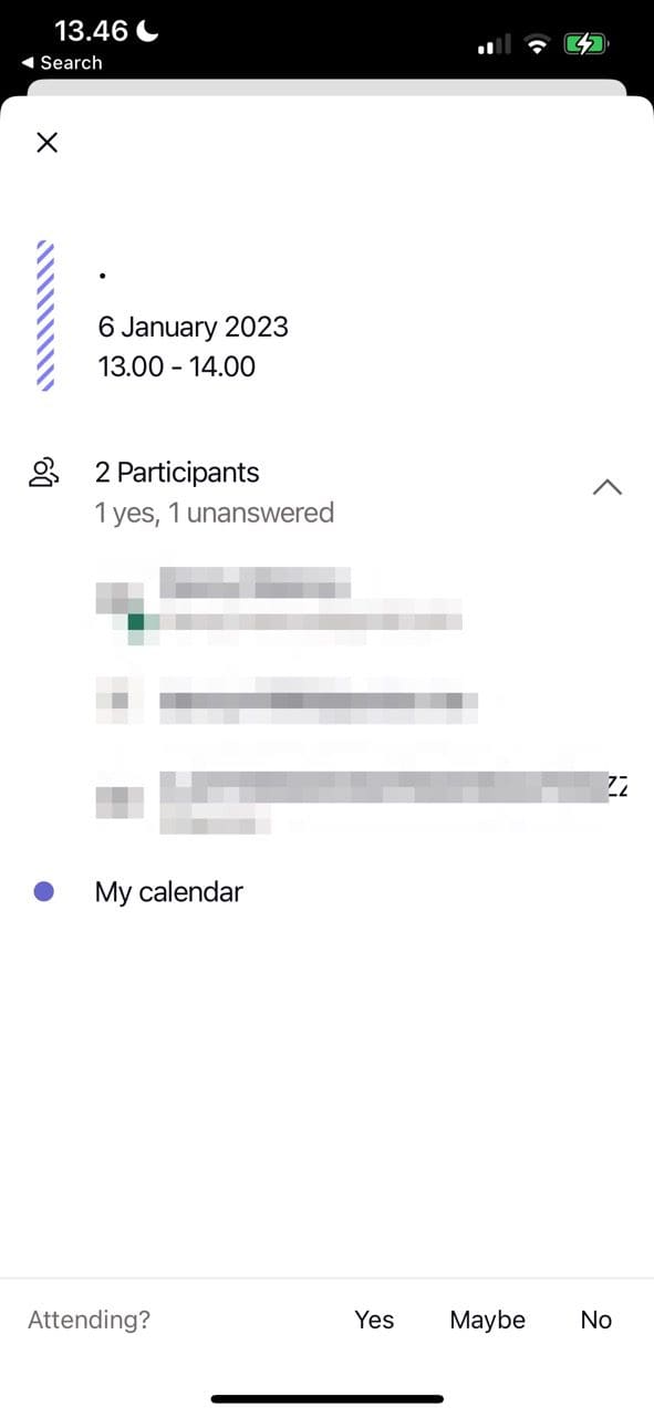 Screenshot showing an event that the user has been invited to in Proton Calendar