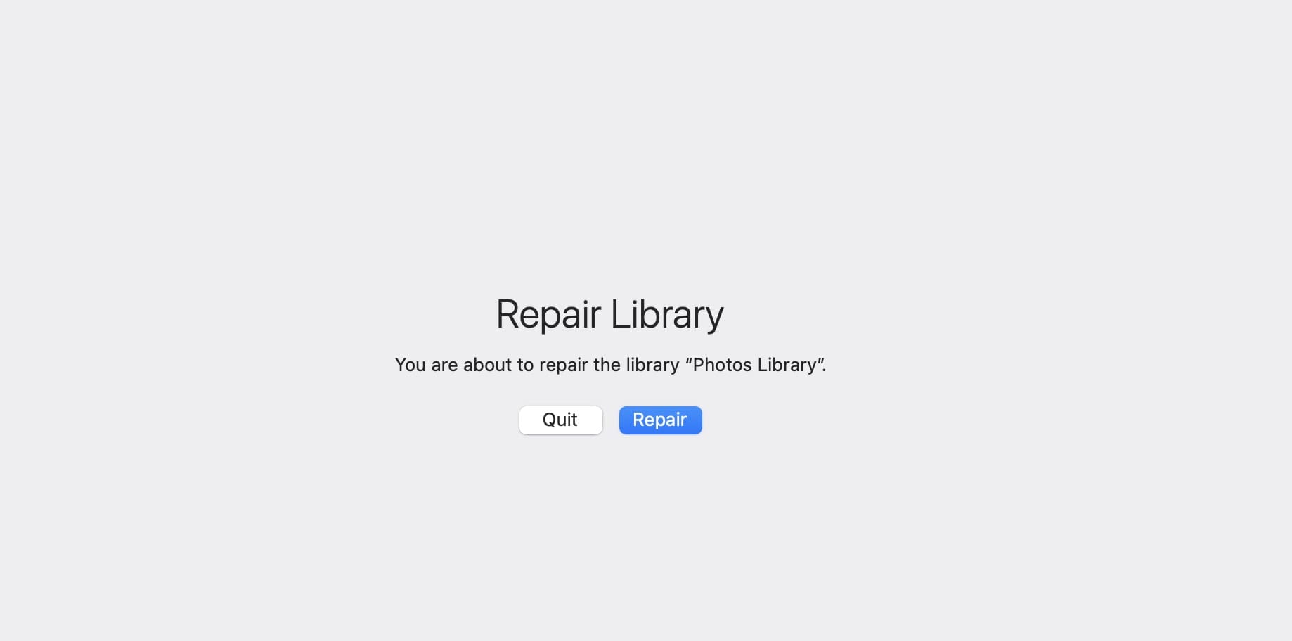 Repair your library in Apple Photos