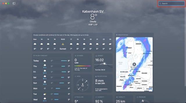 Mac Search Bar Weather App