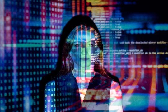 Woman with data stock image