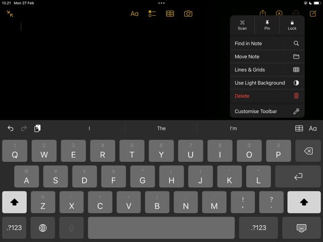 Screenshot showing how to customize a toolbar on your iPad