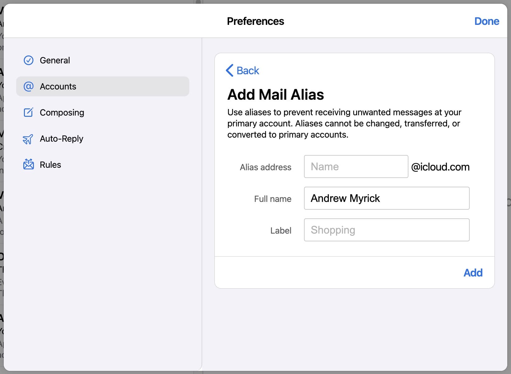 How to Use Email Alias for iCloud Mail on the Web -2