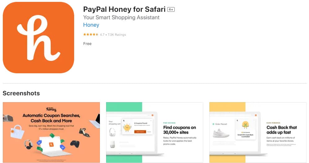 One of the best Safari Extensions PayPal Honey for Safari