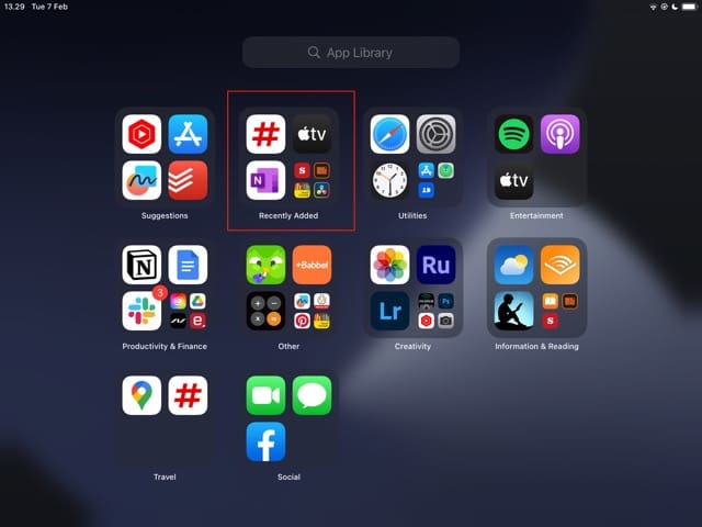 Screenshot showing recently added iPad Apps
