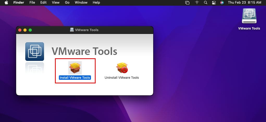 Select Install VMware Tools