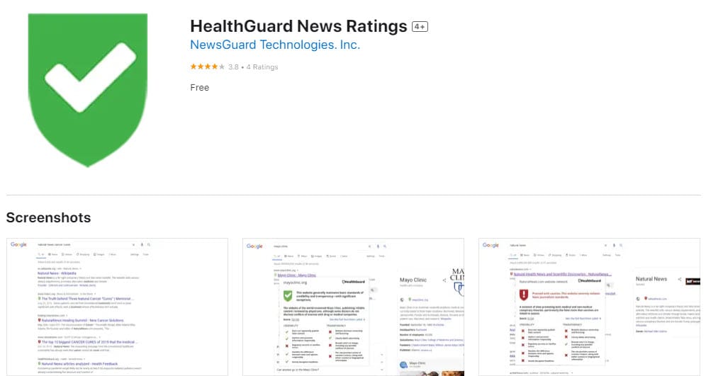 The HealthGuard News Ratings Safari Extension helps to fact-check online news