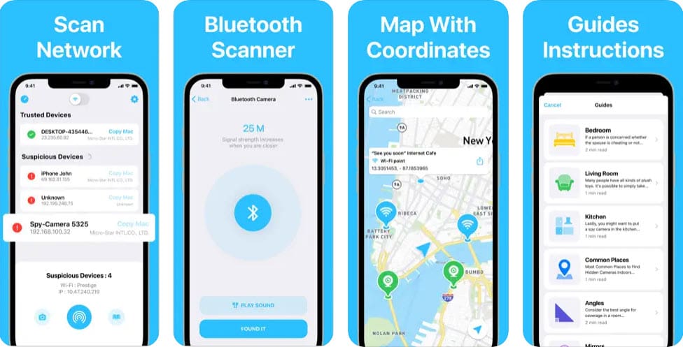 iPhone screenshots for Hidden Spy Camera Finder Pro app