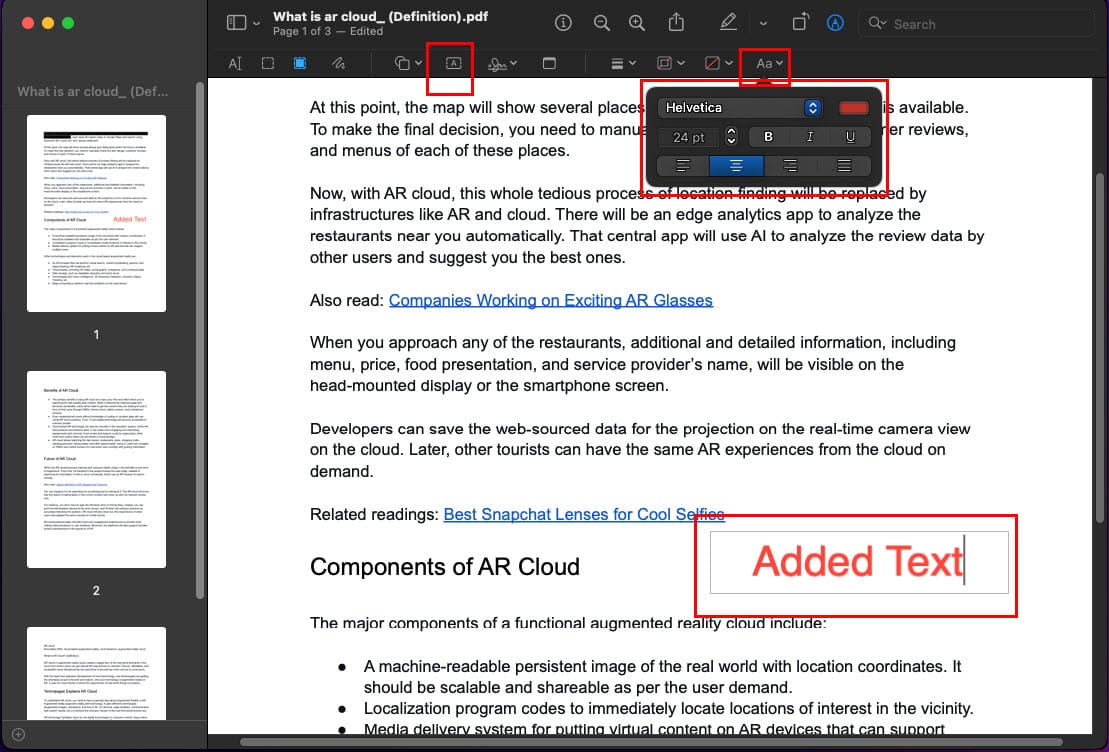 Adding text to a PDF for free using Preview app