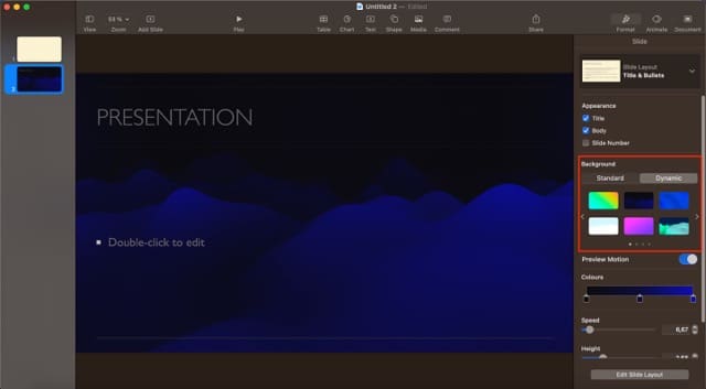 Background Settings Keynote Mac Screenshot