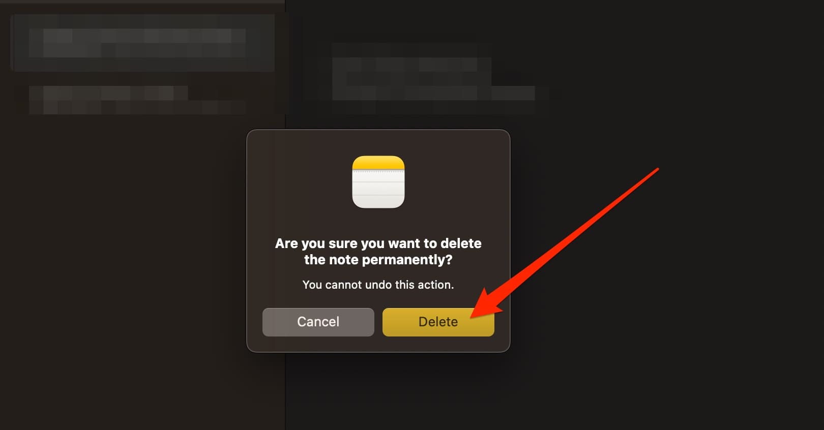 Delete Note in Apple Notes Permanently Screenshot