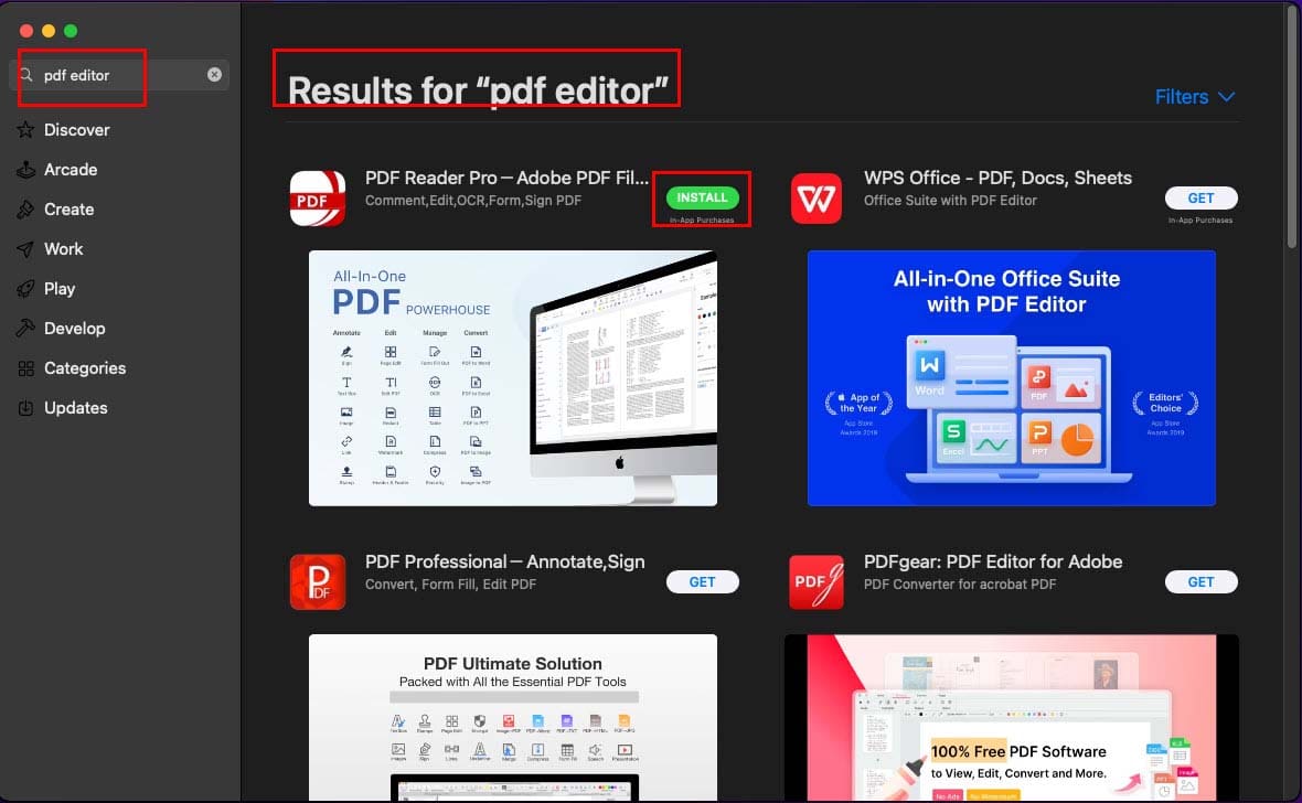 Install PDF editors from App Store online