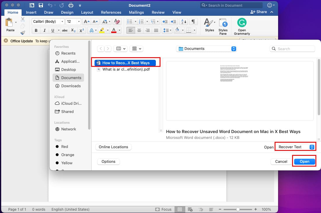 Learn to recover Unsaved Word Document Recovery on Mac Using Word App