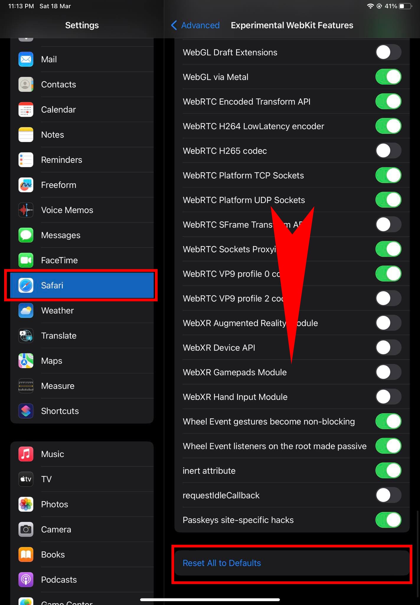 Reset to All Defaults in iOS