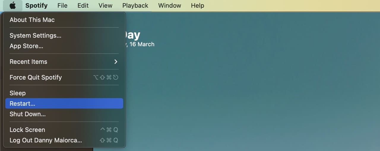 Restart Mac Prompt Screenshot