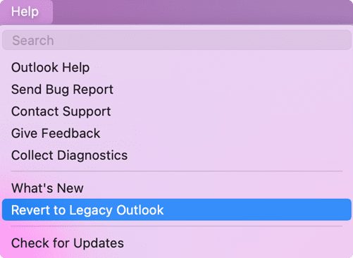 Revert to legacy Outlook option on Outlook Help menu (Photo: Courtesy of Microsoft)