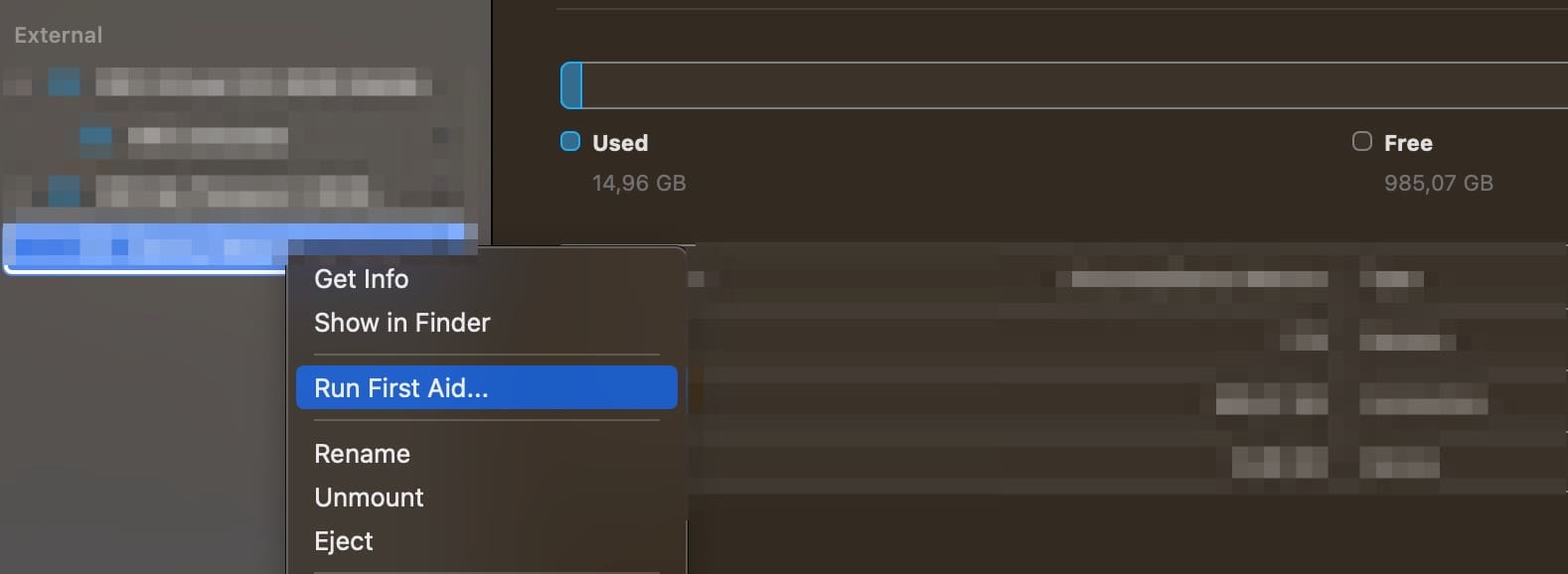 Run First Aid Mac Disk Utility Screenshot