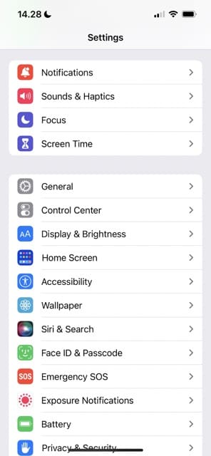 Screen Time in Settings App Screenshot