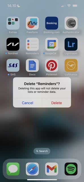 Second Delete iOS App Prompt Screenshot