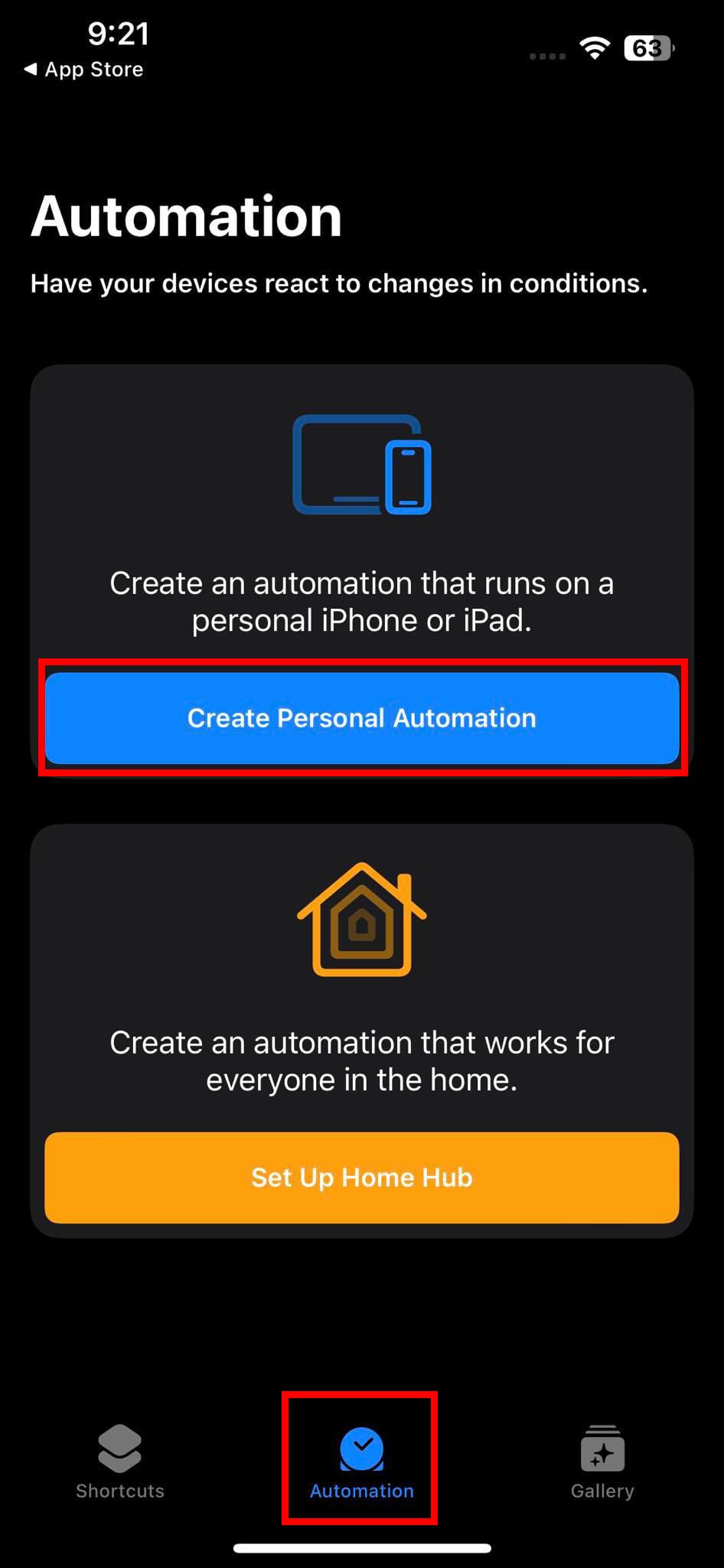 Create personal automation