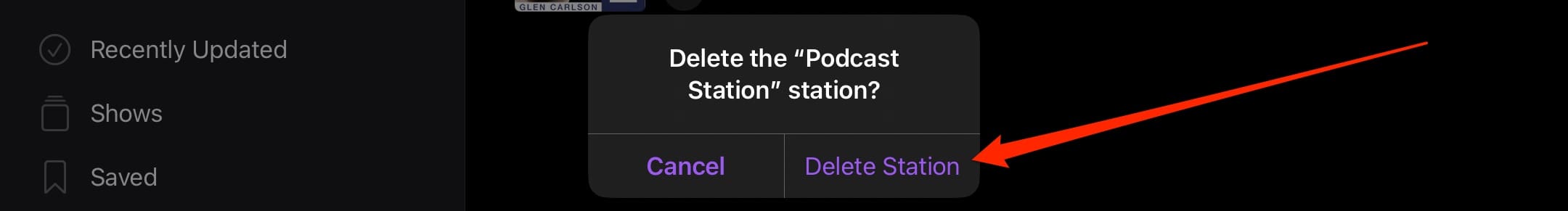 Delete Podcast Station in Apple Podcasts Screenshot