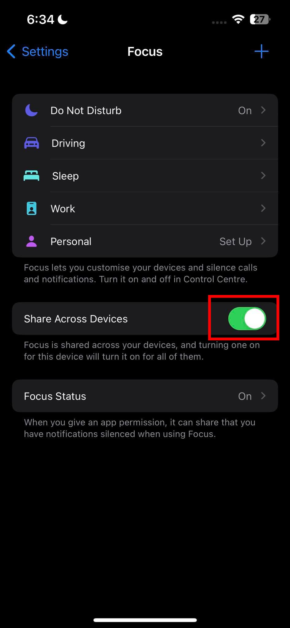 How to disable Shared Across Devices