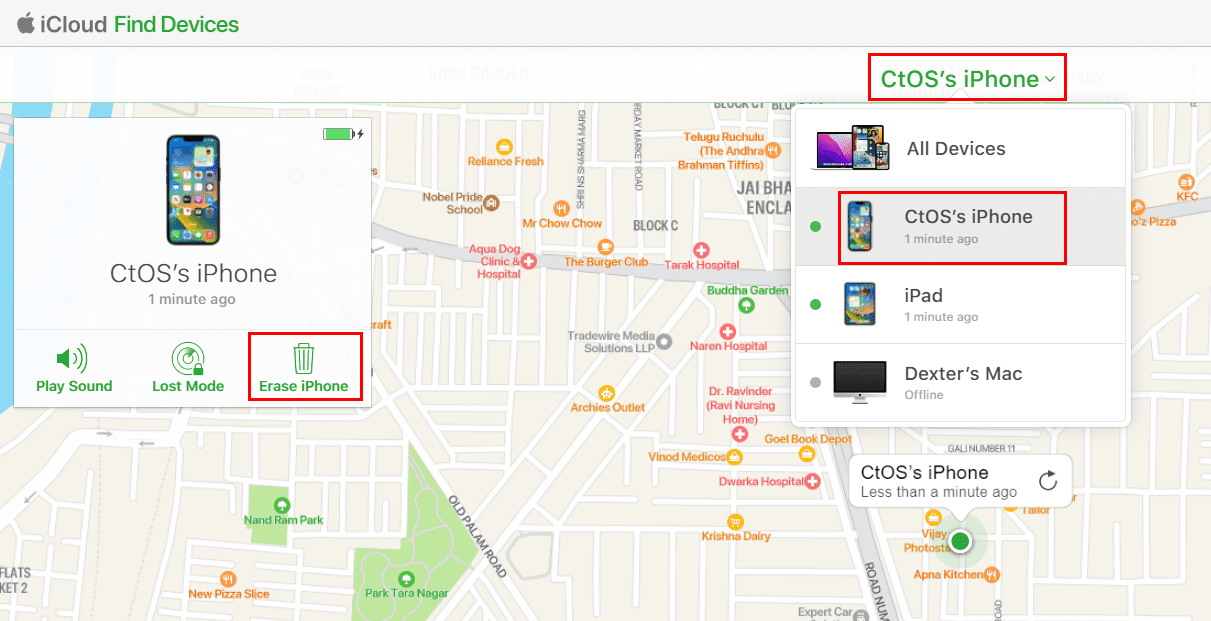 How to erase iPhone from Find My iPhone