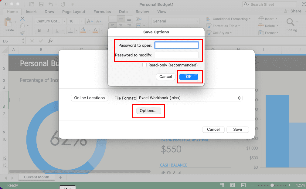 How to use Excel password protect from Save As