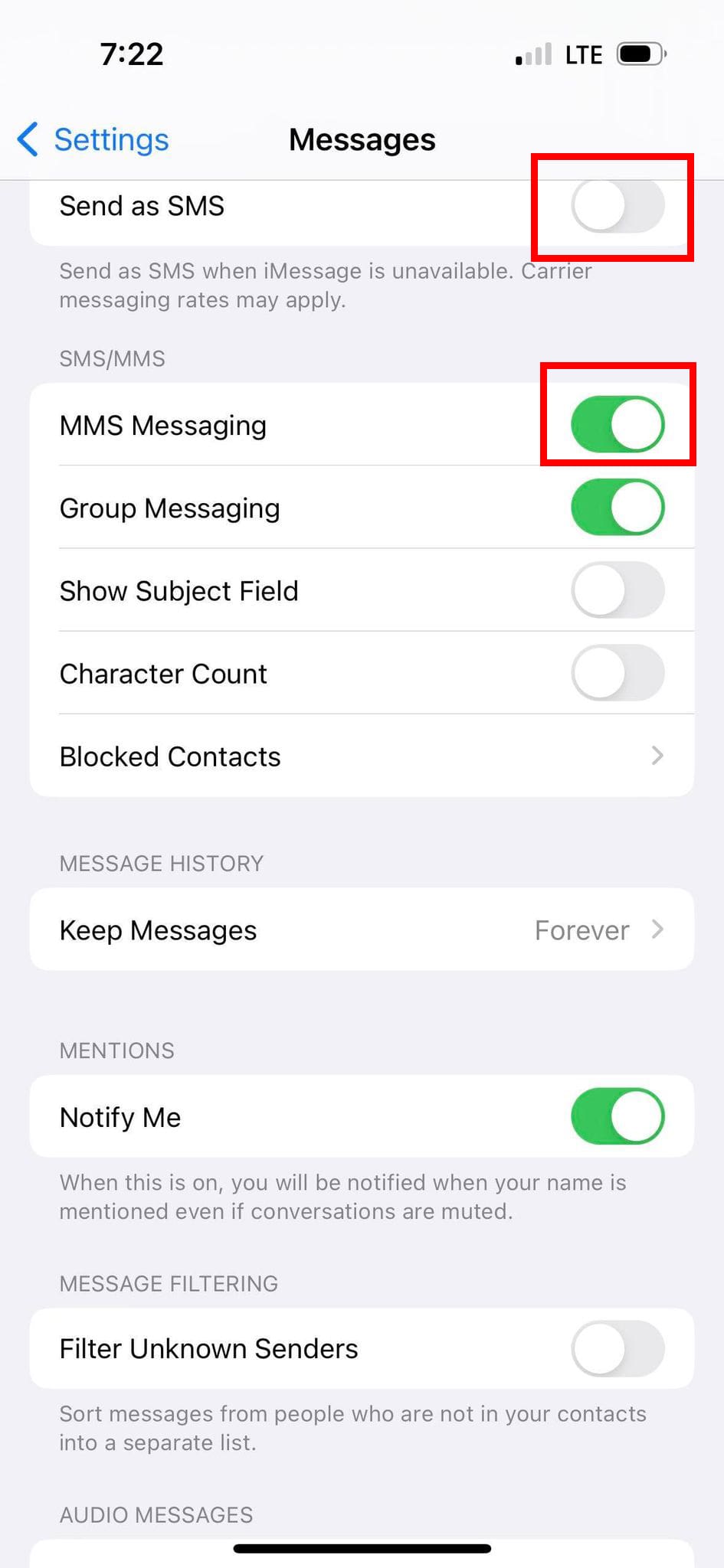 Send as SMS and MMS in iMessage