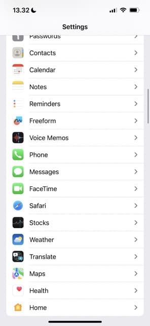 Settings App Interface Screenshot