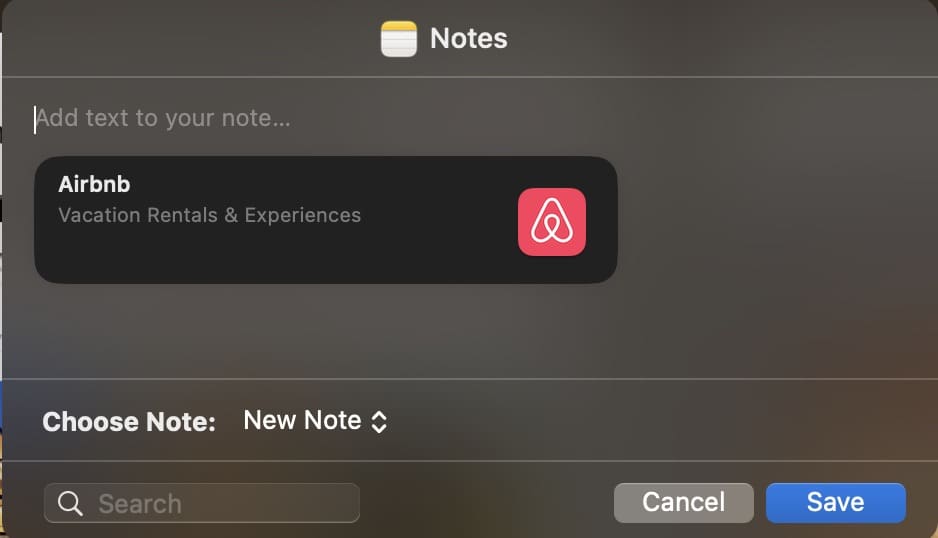 Design Note in Apple Notes App Link Screenshot