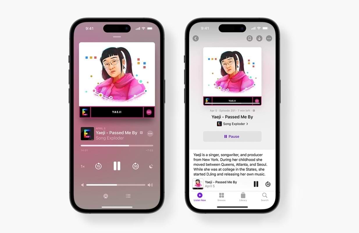 Artwork for podcast episodes in Apple Podcasts iOS 17