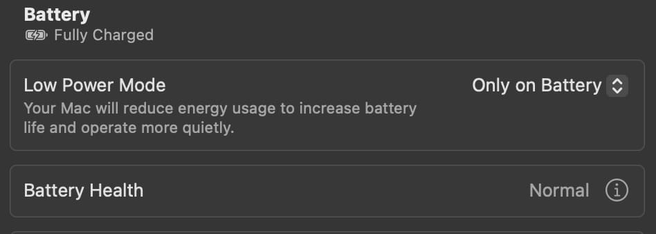 The Battery Health icon on a Mac