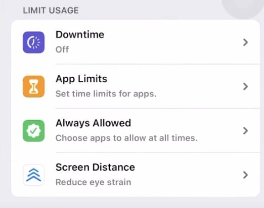 Limit Usage and Screen Distance in iOS 17 