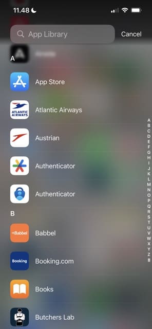 Search your App Library on iPhone