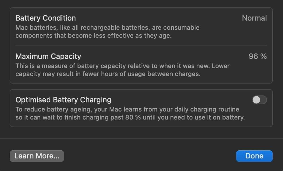 Toggle Mac Optimized Battery Charging On
