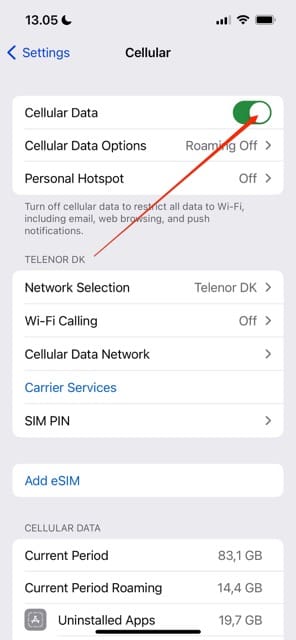 How to turn off your iOS Cellular Data