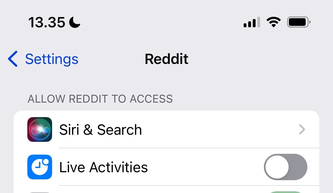 Toggle Reddit Live Activities On and Off