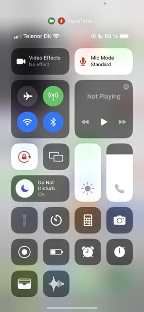 The Mic Mode option on the iPhone Control Center