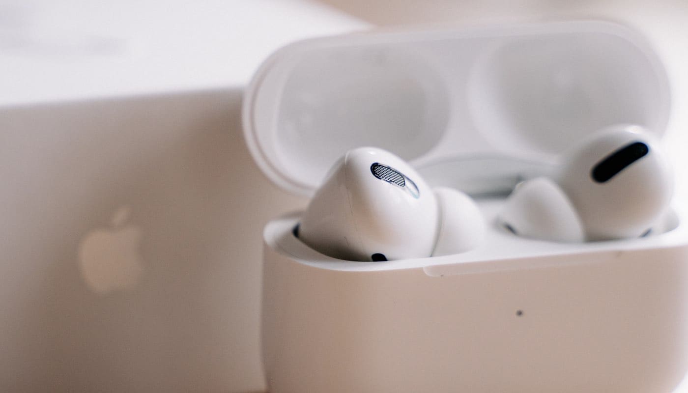 Photo of AirPods in a charging case