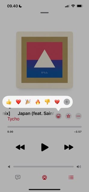 React with emojis in Apple Music