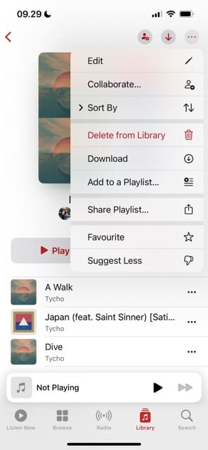 Choose the Collaborate feature in Apple Music