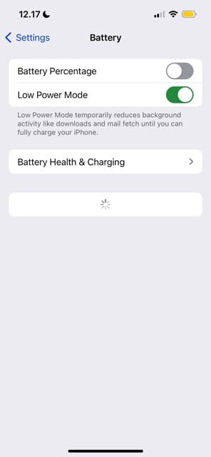 Turn off Low Power Mode from iPhone Settings