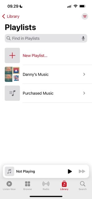 The Playlists section in Apple Music