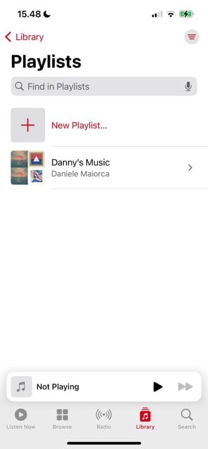 Choose New Playlist option in Apple Music