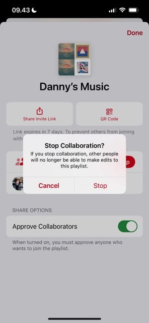 Confirmation to Stop Collaboration in Apple Music