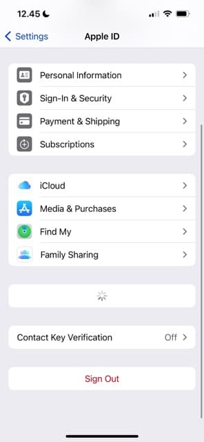 Select iCloud in Apple Settings
