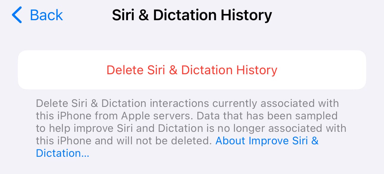 Siri Not Working - Delete Siri History